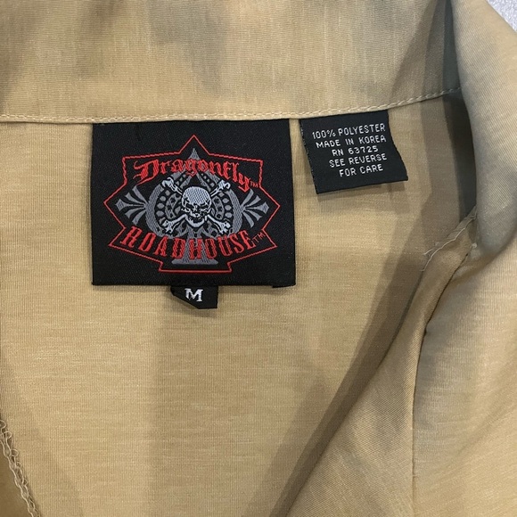 [M]Dragonfly Roadhouse Embroidered SS Button Graphic Shirt Polyester - Picture 2 of 9